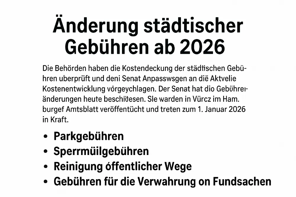 Hamburg’da 2026 Ücret Düzenlemesi: Bazı Belediye Ücretlerine Önemli Artışlar Geliyor